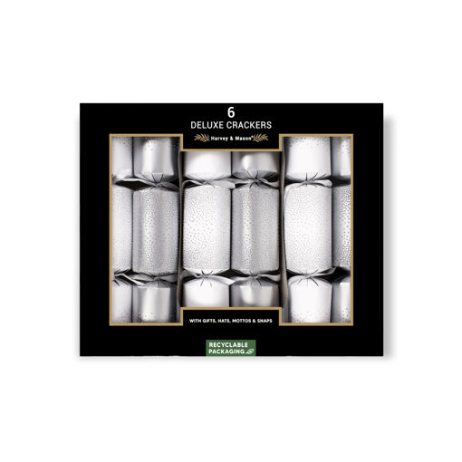 Picture of DELUXE CHRISTMAS CRACKERS SILVER GLITTER 13.5 INCH - 6 PACK